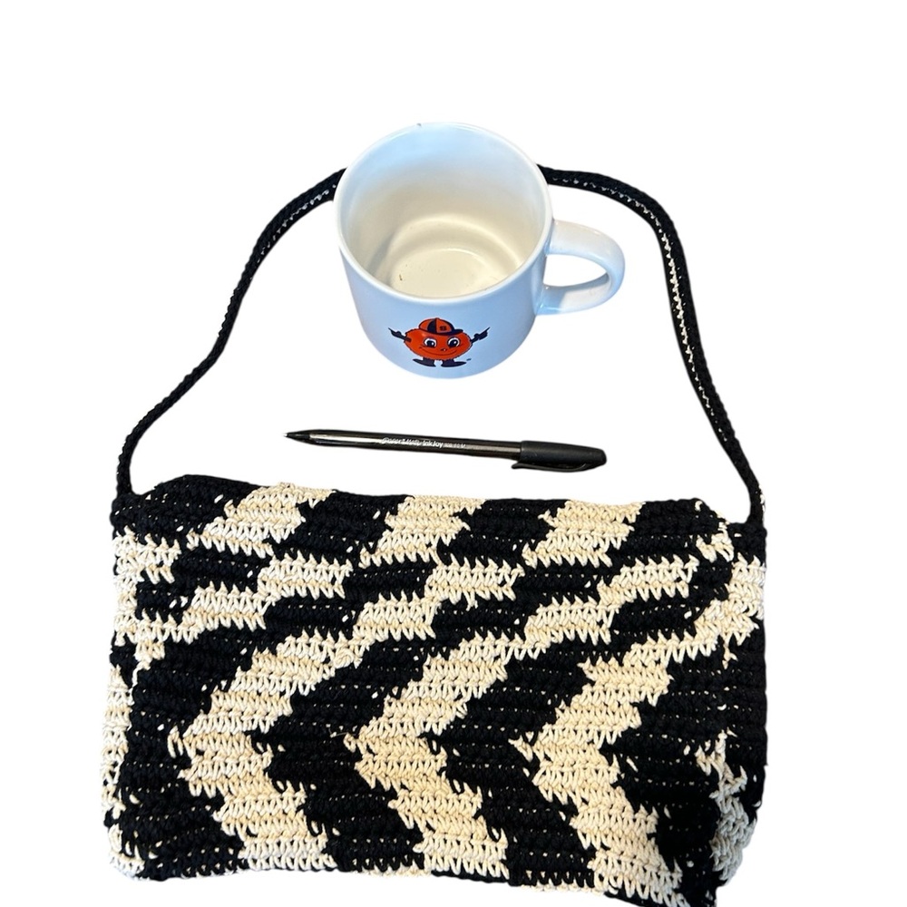 Wild Fable Black and White Crochet Shoulder Bag